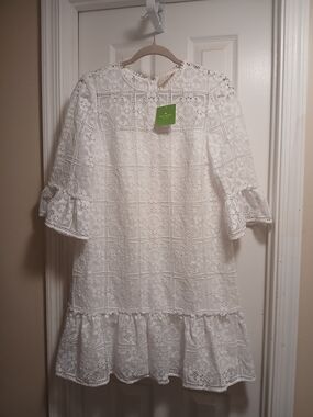 Nwt KATE Spade White Lace Crochet Shift Dress Sz.6
